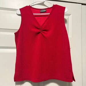 red sleeveless V-neck top by Notations Clothing Co